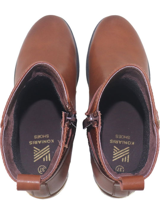 Leder Stiefeletten Damen Tabac Braun