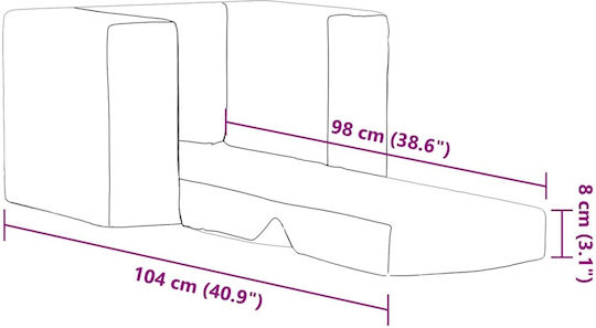Детски Диван Сив 52x104x34см
