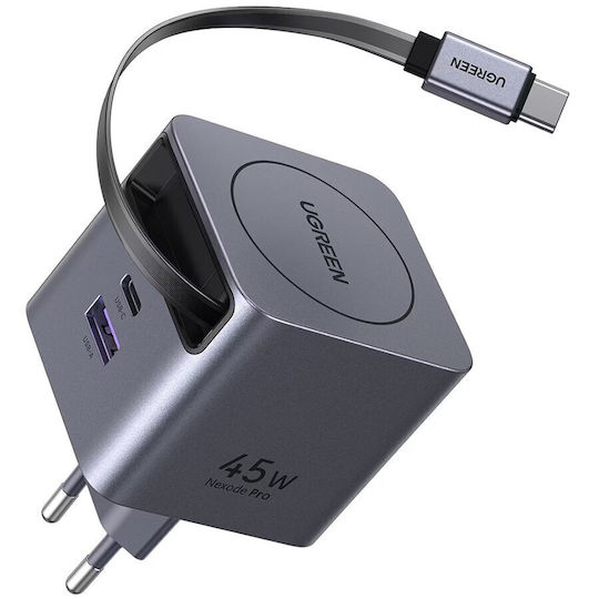 Ugreen Charger with USB-A Port and USB-C Port and Cable USB-C 45W Gray (X614)