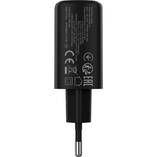 Canyon Φορτιστής Χωρίς Καλώδιο με Θύρα USB-A και Θύρα USB-C 20W Power Delivery / Quick Charge 3.0 Μαύρος (OnCharge 200)