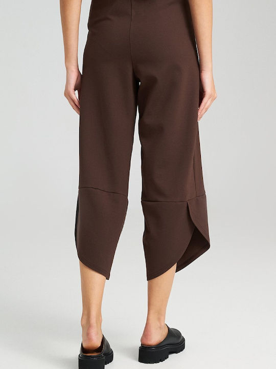 Women's Fabric Trousers Relaxed Fit Brown