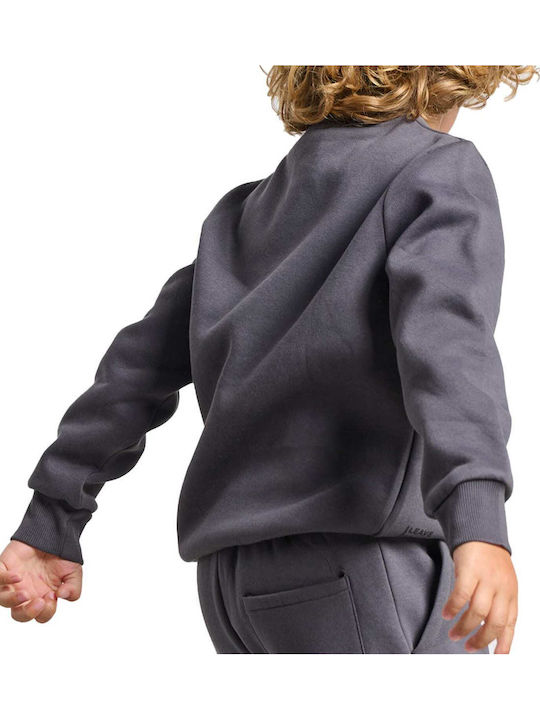 Fleece Lined Kids Sweatshirt With Hood Coal