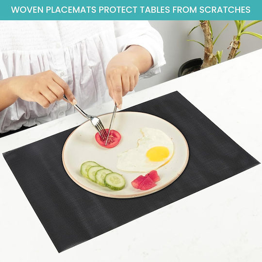 Belle Vous Plastic Placemats Black 44.5x30cm 6pcs