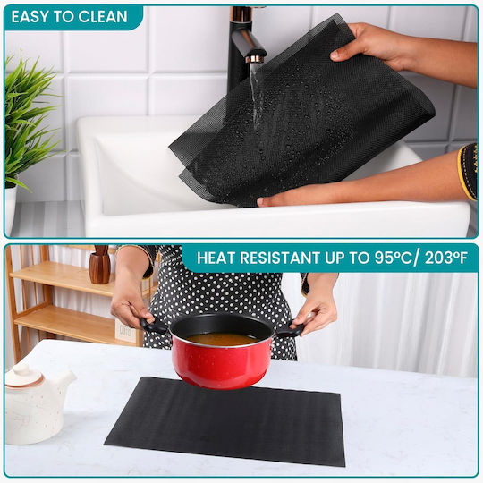 Belle Vous Plastic Placemats Black 44.5x30cm 6pcs