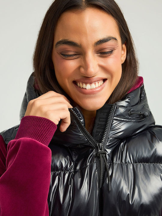 Women's Puffer Jacket for Winter with Hood Black