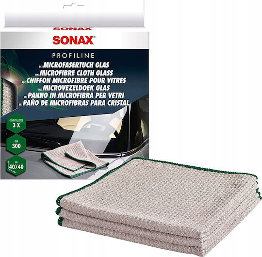 Sonax Profiline Cloths Microfiber Cleaning for Windows Car 300gsm Gray 40x40cm 3pcs