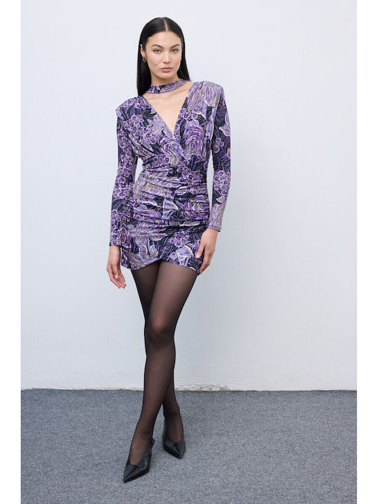 Rochie Mini De Seară Drapată Violet