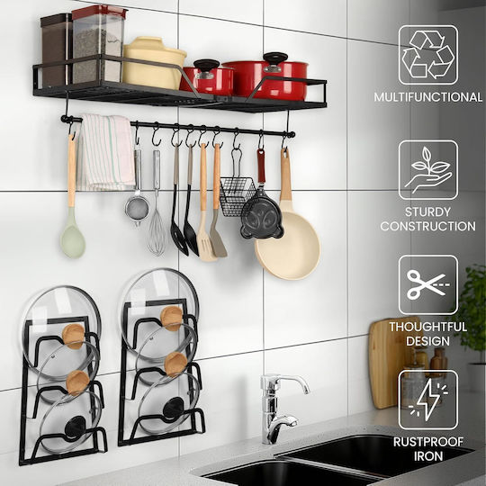 Belle Vous Wall Metal Shelf 80x30x8cm Black