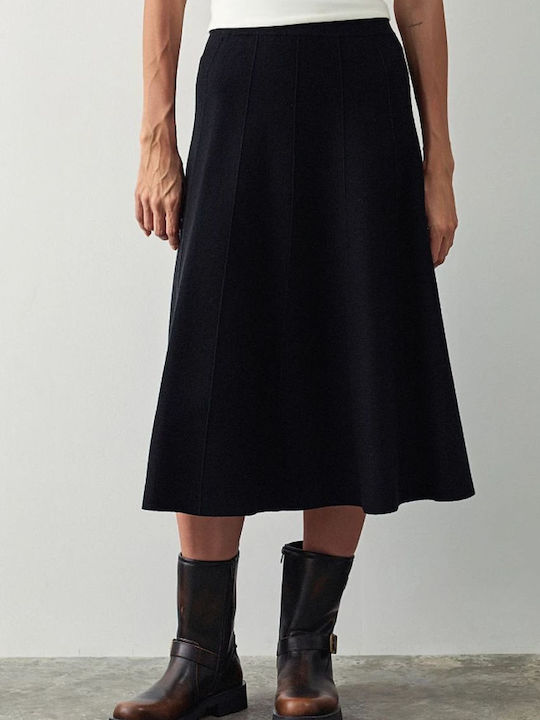 High-waisted Midi Skirt Black
