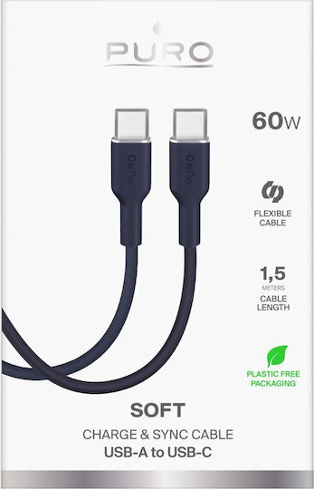 Puro Icon USB 2.0 Cable USB-C male - USB-C 60W Μπλε 1.5m