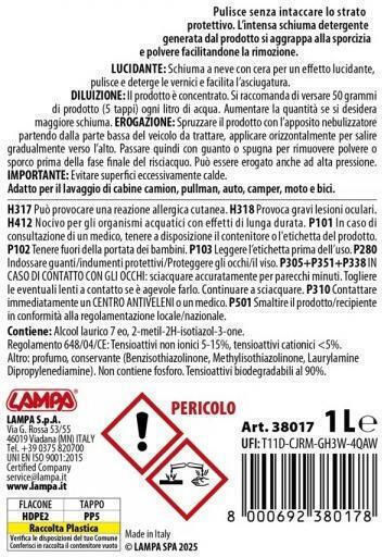 Lampa Super Foam Σαμπουάν Πλυσίματος Αυτοκινήτου Ενεργού Αφρού με Κερί 1L