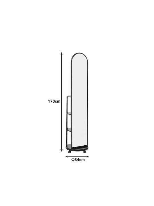 Pakketo Espero Oglindă Arcuită De Podea Cu Cadru Din Lemn Negru 170x34cm