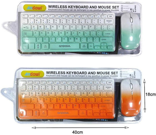 Andowl Q-JP662 Wireless Bluetooth Keyboard & Mouse Set International English Orange