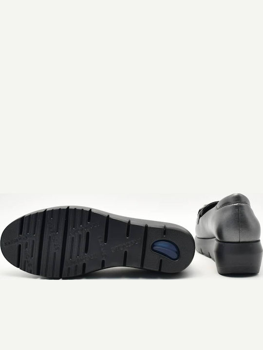 Leather Women's Loafers in Gray Color