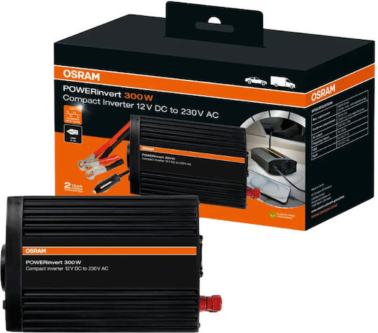 Osram Car Inverter Modified Sinewave 300W to Converter 12V DC in 230V AC