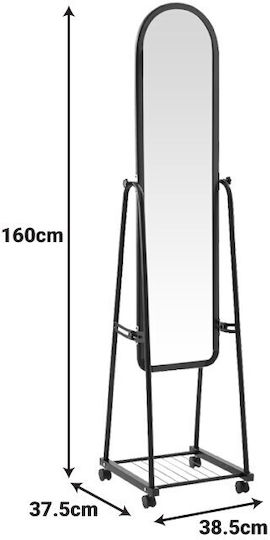 Pakketo Lomna Oglindă De Podea Arcuită Cu Cadru Metalic Alb 160x38.5cm