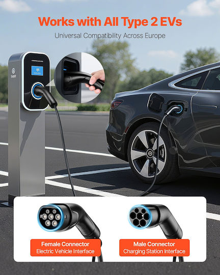 Vevor Electric Car Three-phase Charging Station Cable 10m Type 2 - Type 2 OBDDCCDXSTQ14W7LS001V8