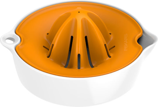 Fiskars Κλασικός Στίφτης Πορτοκαλιού με Δοχείο από Πλαστικό σε Πορτοκαλί Χρώμα