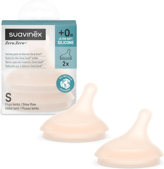 Suavinex Zero Silicone Baby Bottle Teats Slow Flow for 0+ months 2pcs