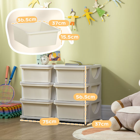 HomCom Toy Storage System made of Plastic White 75x37x56.5cm 1pcs