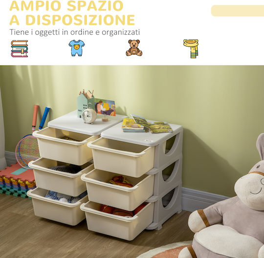 HomCom Toy Storage System made of Plastic White 75x37x56.5cm 1pcs