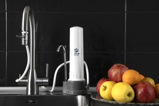 Proteas Filter Slim Line Water Filtration System Single Countertop with Replacement Filter Proteas Candle 0,5μm