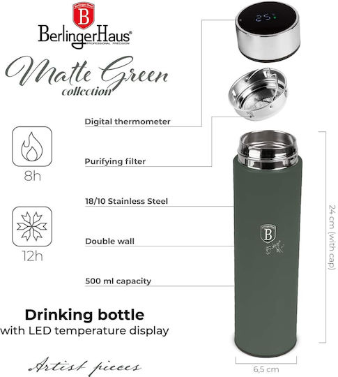 Berlinger Haus Μπουκάλι Θερμός Ανοξείδωτο 500ml Matt Green