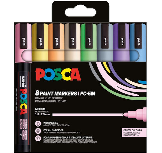 Posca PC-5M Μαρκαδόροι Pastel Colours 2.5mm Σετ 8τμχ
