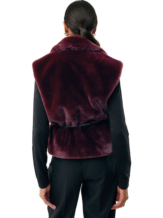 Women's Sleeveless Short Fur Red