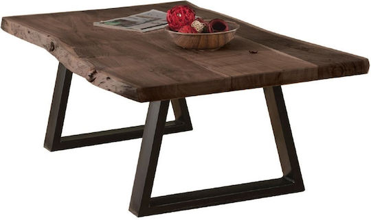 Rectangular Central Coffee Table Lizard Slim from Solid Wood Black Walnut M115xW65xH40cm EA7101,S1