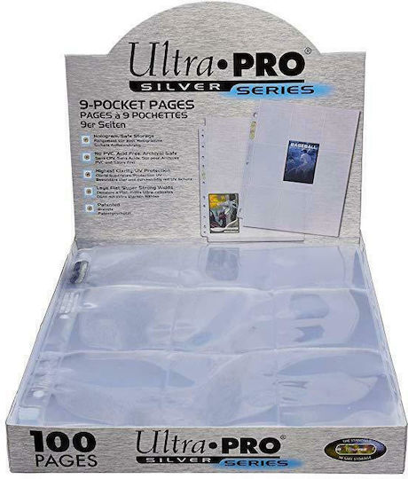 Ultra Pro 9-Pocket Page Silver Card Pages 9-Pocket Standard Size Διάφανη