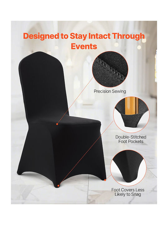 Vevor Elastic Chair Covers 150 Pieces Receptions Black Fit Chairs Up To 51 X 45 X 95 Cm Yths150pcszk54ahs001v0