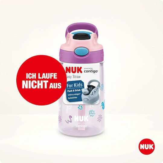 Nuk Contigo Easy Straw Παιδικό Παγούρι Πλαστικό με Καλαμάκι Ροζ 420ml