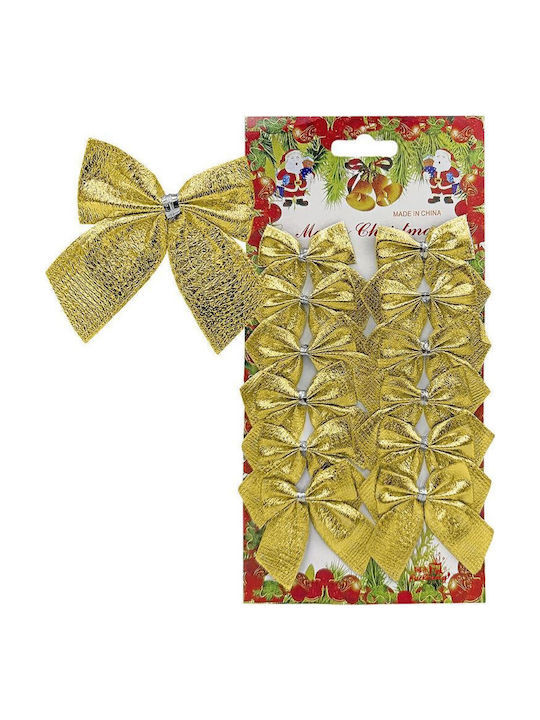 XMASfest Christmas Figure Bow Gold Height 6cm 12pcs