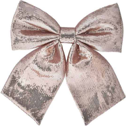 Iliadis Christmas Fabric Figure Bow Rose Gold Length 32cm 2pcs