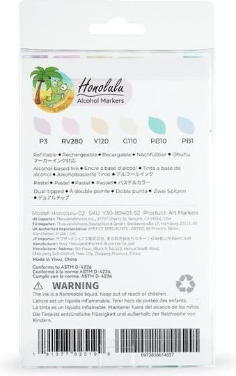 Ohuhu Honolulu Markere de Desen cu Vârf Dublu Profesionale Set 6 Culori