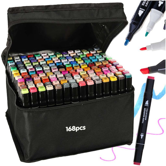 Set of 262 Double-Sided Drawing Markers Board Fine + Carrying Case