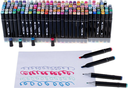 Set of 262 Double-Sided Drawing Markers Board Fine + Carrying Case