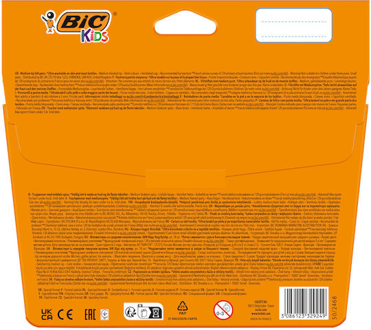BIC Μαρκαδόροι Ζωγραφικής Λεπτοί, Πλενόμενοι Σετ 18 χρώματα