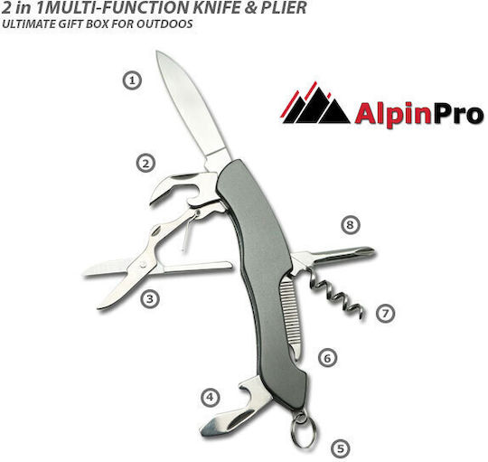 AlpinPro Gray Multitool with Sheath Set of 2 Pieces