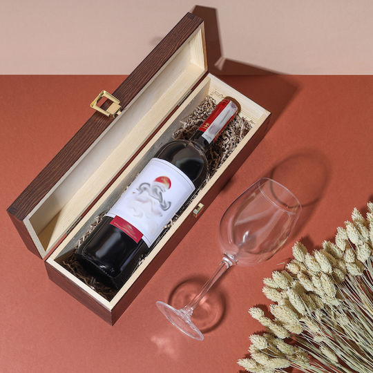 Creative Deco Brown Lacquered Wine Box for 1 Bottle 35.1 x 11 x 10 cm Lid Lock Perfect Wine Storage Gift Decoration Decoupage Personalization