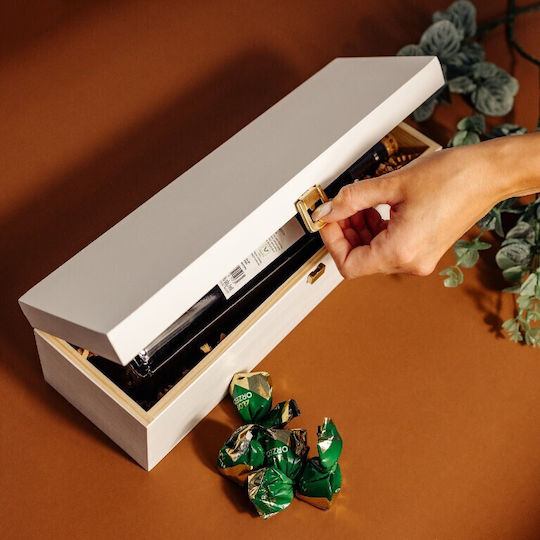 Creative Deco White Wine Box 1 Bottle 36 X 11 X 9.8 Cm Lid Lock Perfect Wine Storage As A Gift Decoration Decoupage Personalization