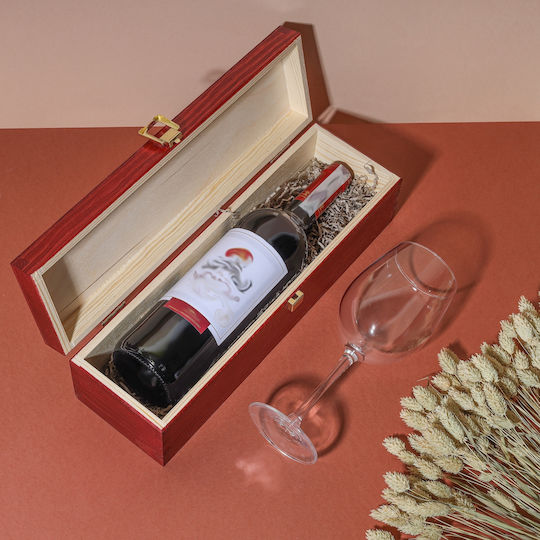 Creative Deco Rot lackierte Weinbox 1 Flasche 35,1 x 11 x 10 cm Deckelverschluss Perfekte Weinlagerung Geschenkdekoration Decoupage Personalisierung