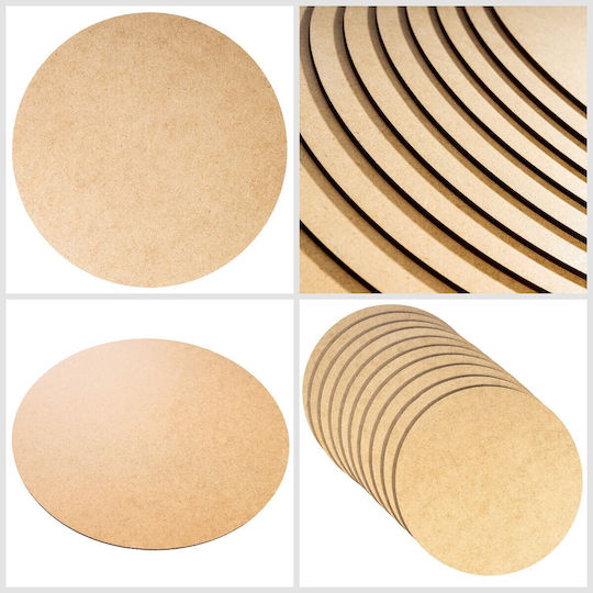 Creative Deco 10 кръгли MDF дъски с диаметър 20 см x 3 мм MDF дъски за ръчна изработка, пирография, лазерно рязане, моделиране, фрезоване, CNC плотер, прободен трион