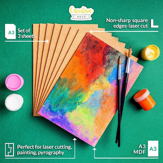 Creative Deco 3 X A3 Mdf Board 420 X 300 X 3 Mm Mdf Boards Diy Manual Work Perfect Pyrography Laser Cutting Modeling Milling Cnc Plotter Jigsaw