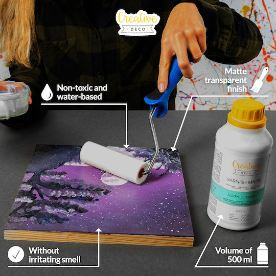 Creative Deco Matte Acrylic Varnish 500 Ml Professional Water-based Surface Finish Permanent Clear Suitable Indoor Outdoor Use Ideal Decoupage Diy