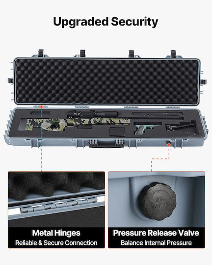 Vevor Hard Weapon Case Locked Weapon Case Streamlined Foam Materials 1270 Mm Mobile Weapon Storage Wheels Ip67 Waterproof Dust Resistant Gun Storage Weapon Shotgun Airgun Gray