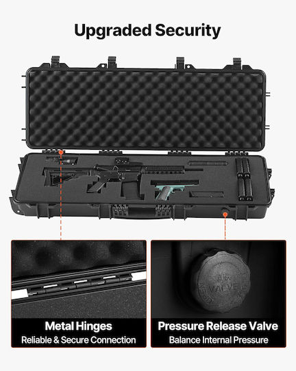 Vevor Hard Weapon Case Locked Weapon Case Refined Foam Materials Weapon Storage 1016 Mm Wheels Ip67 Waterproof & Dust Resistant Mobile Large Storage Pistol Shotguns Hunting Guns Air Guns Black
