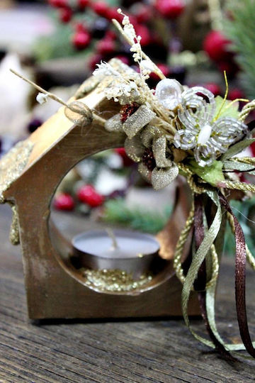 Gerakis Christmas Brown Candlestick 10x10cm