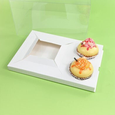 Κουτί Ζαχαροπλαστείου Καπάκι 2 Cupcakes & 1
